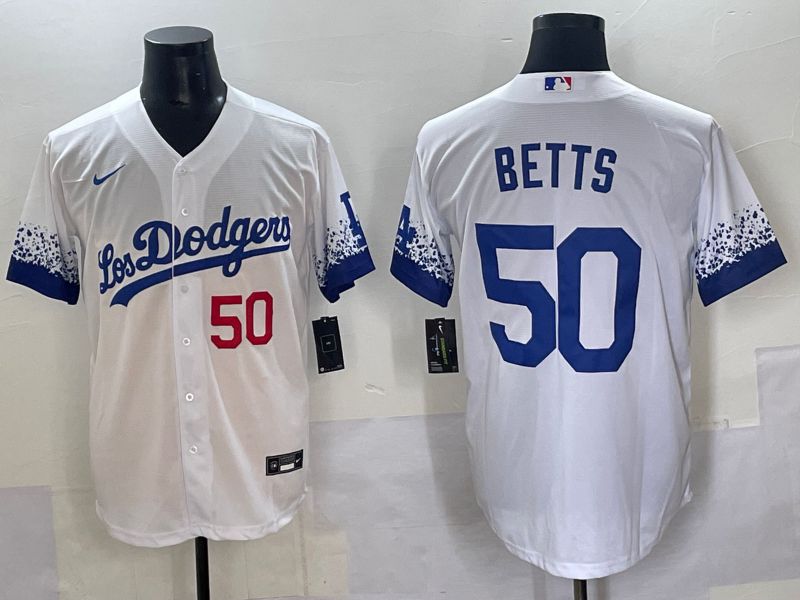 Men Los Angeles Dodgers #50 Betts White blue City Edition Nike MLB Jersey style 4->houston astros->MLB Jersey